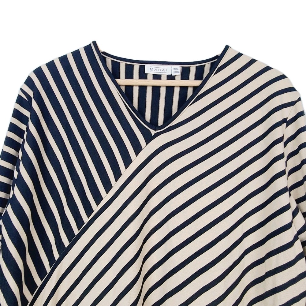 Masai Copenhagen Nenala Dress 2XL Black Beige Stripe Colorblock‎  Knit Shift - Picture 5 of 12